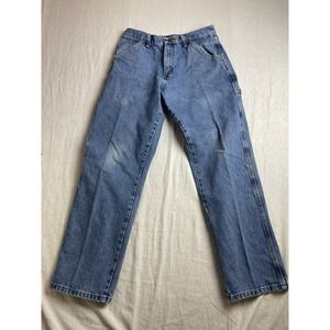 Vintage 90s Y2K Rustler Mid Wash Blue Mens 30x30 Straight Denim Carpenter Jeans